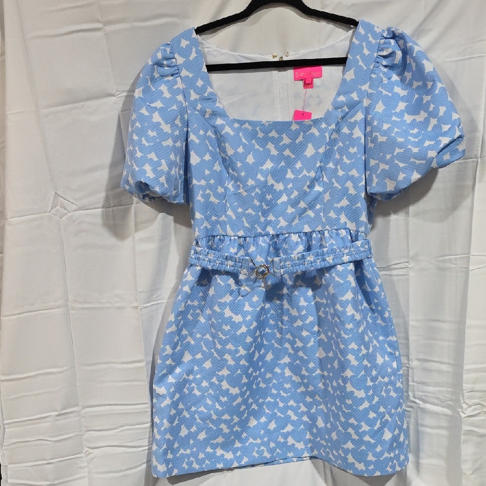 Lilly Pulitzer Light Blue Kids Dress with White Pattern